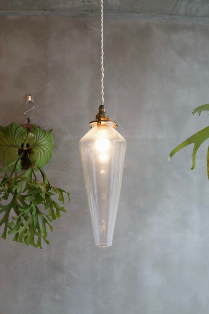 希少品　蠣崎マコト　ガラスランプシェード　作家　つららランプ