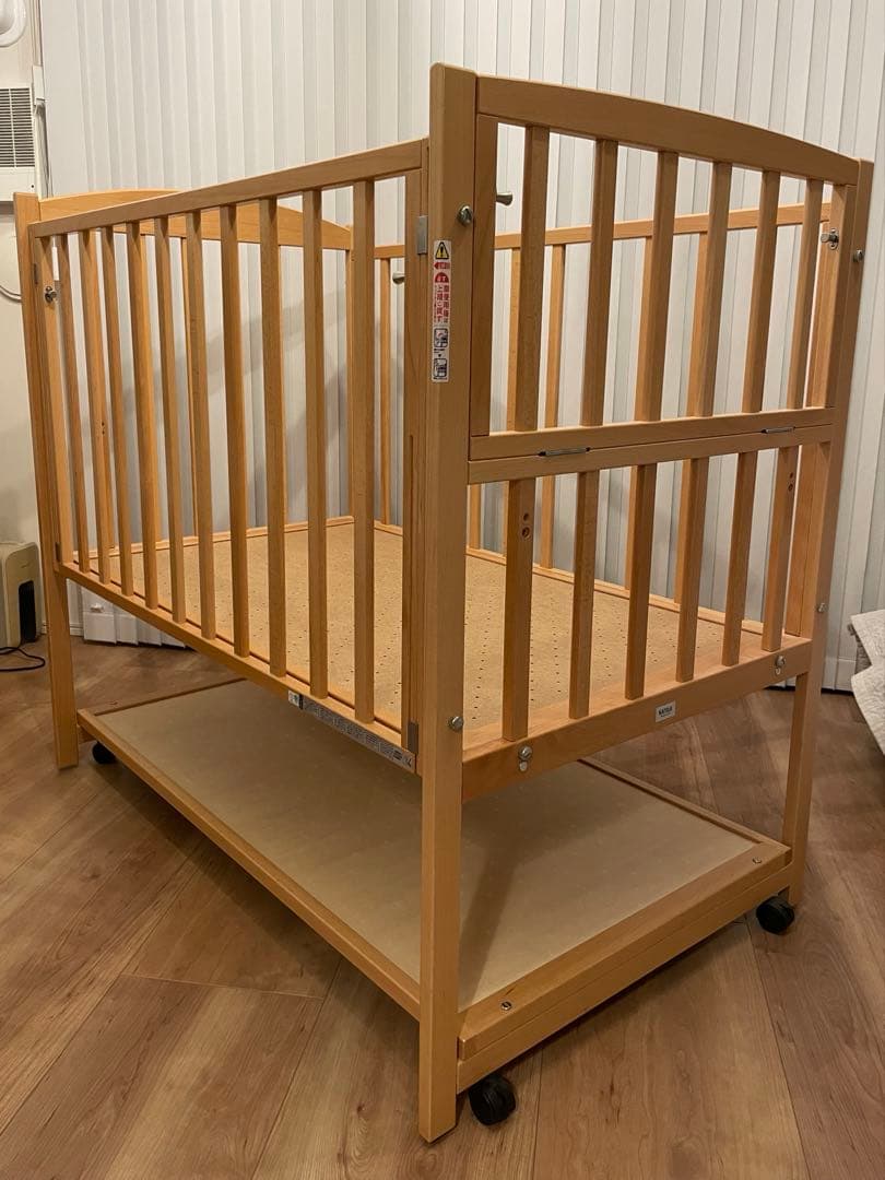 KATOJI｜ベビーベッド ハイタイプベッド ツーオープン（ナチュラル）日本製