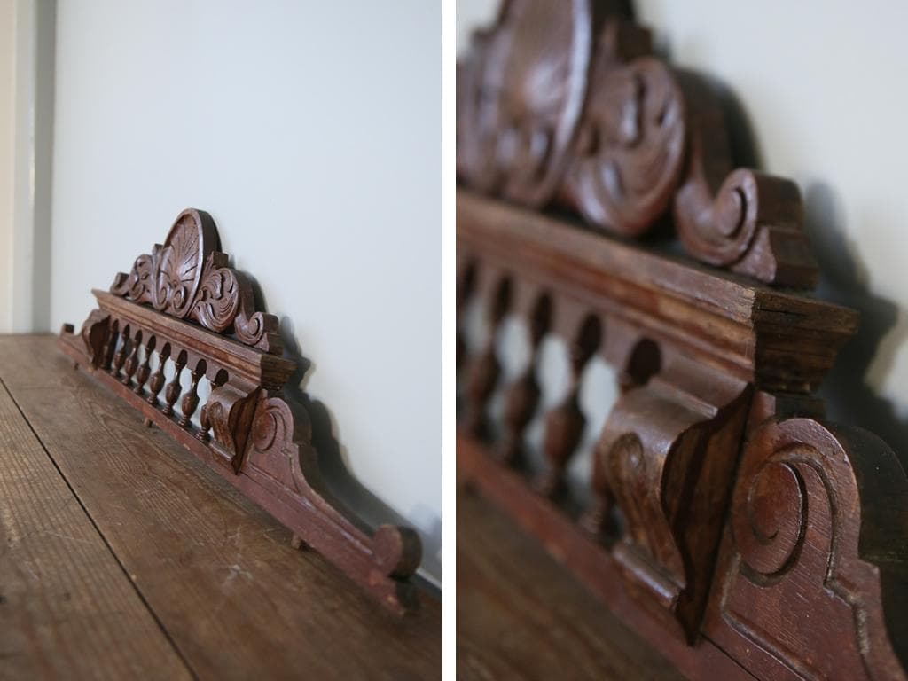 フランスアンティーク木製パーツ/壁飾りウォールアート/彫刻オブジェ(90-141