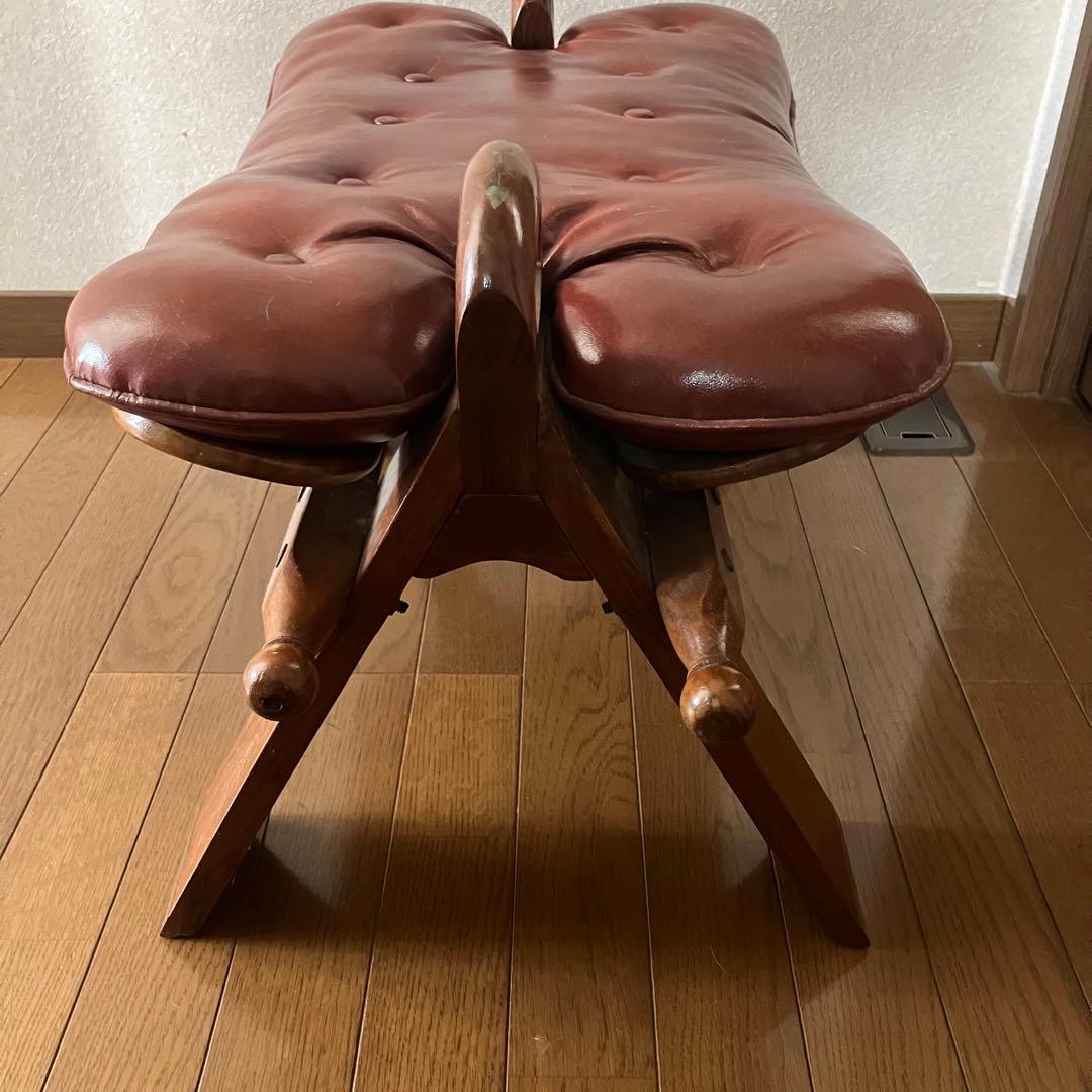 アンティーク　クッション付きスツール