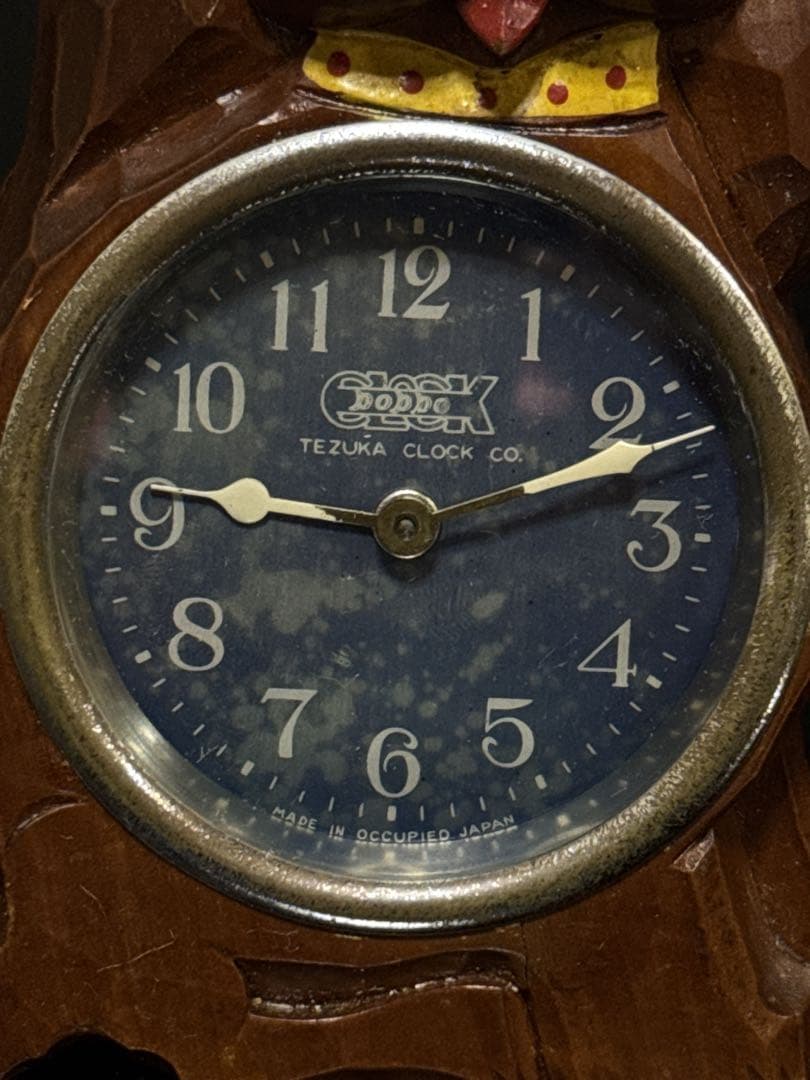 当時物 希少 手塚時計 TEZUKA 木製 犬 目玉 時計 POPPO 置時計