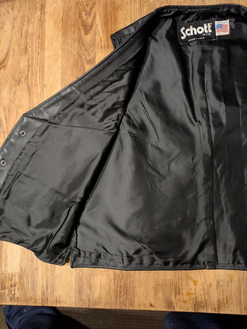 o*b様 schott レザーベスト424V　 ブラック　L　USA製