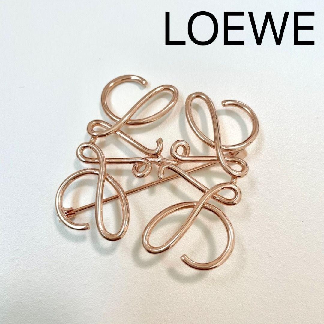 ロエベ ブローチ Anagram brooch in l ロゴ ゴールド
