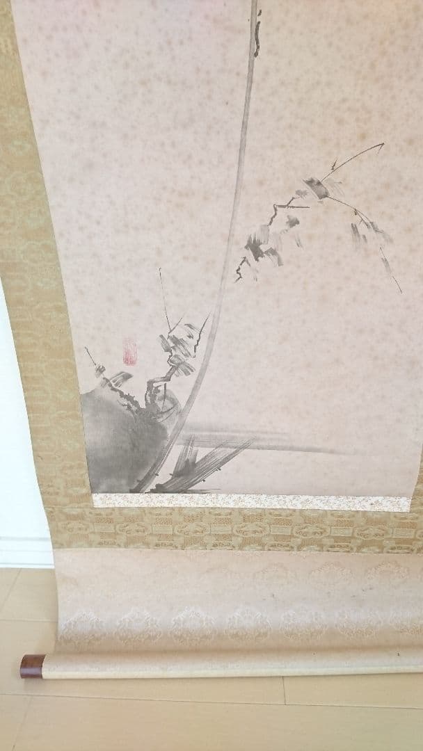 枯木鳴鵙図 掛け軸 骨董品 美術品古道具