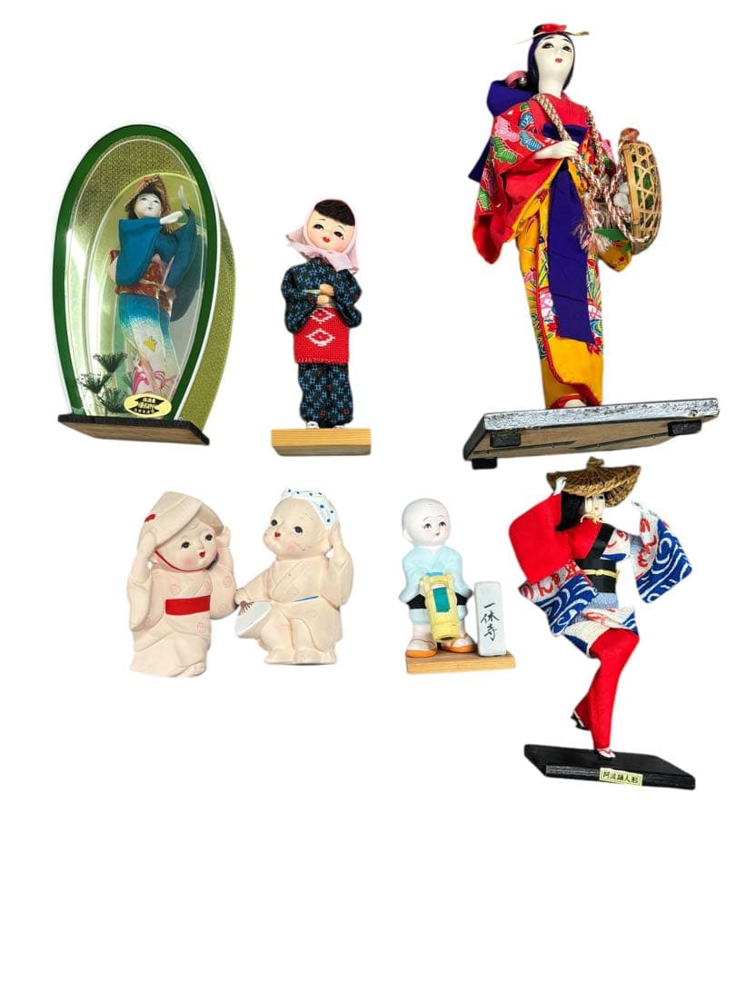 郷土人形 民芸人形 まとめ売り 阿波踊り ガラスケース入り 昭和レトロ