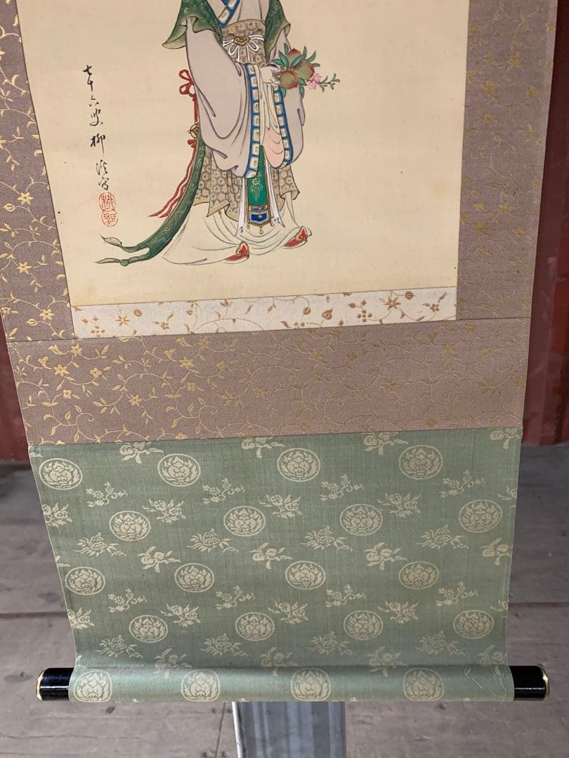 『3978』南宗画家・【岸浪柳渓】　西王母図　掛軸　田崎草雲師事　真作