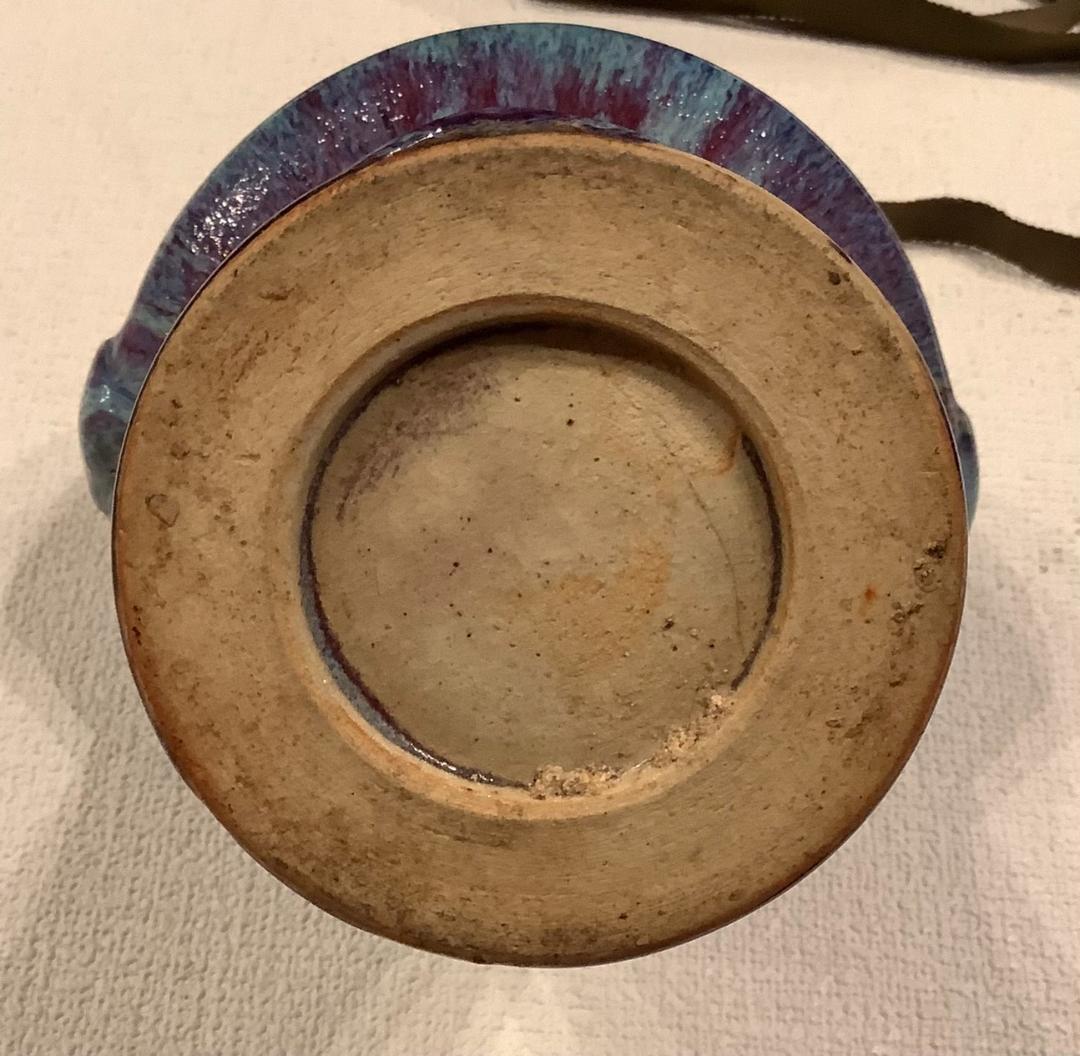 【辰砂】晴雲山　仁松造　花瓶　双耳