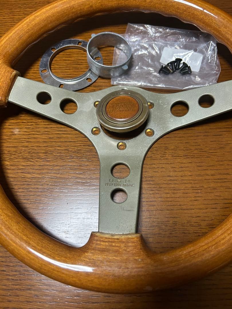 オバ ウッド ステアリング 35パイ 美品 ハンドル 当時物 旧車 オバハン
