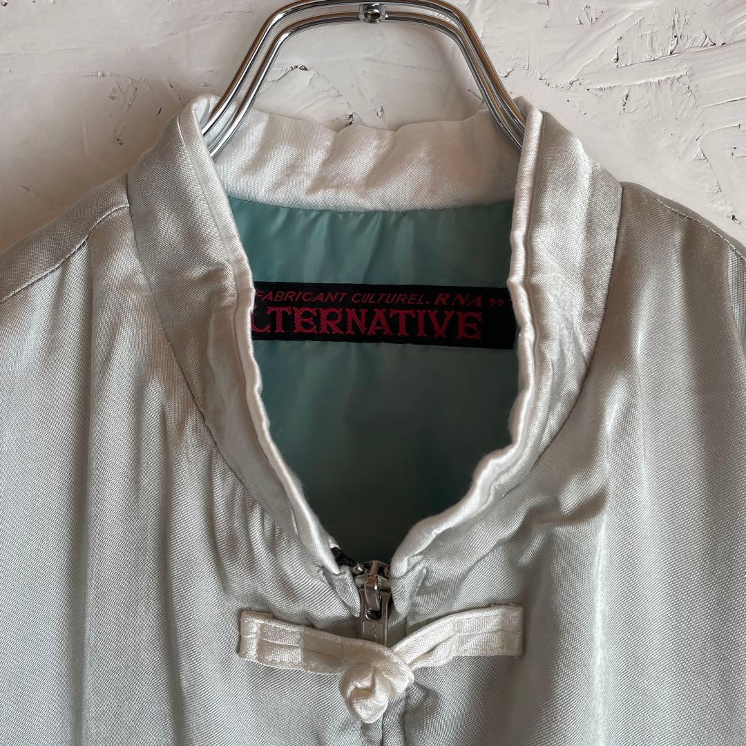新品未使用タグ付き【RNA】チャイナスカジャン　刺繍スカジャン　シルバー　M