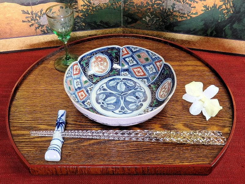 大聖寺伊万里　団龍紋に金唐草　中陰菱に花菱紋の図　膾皿　２客F334AS-CYa