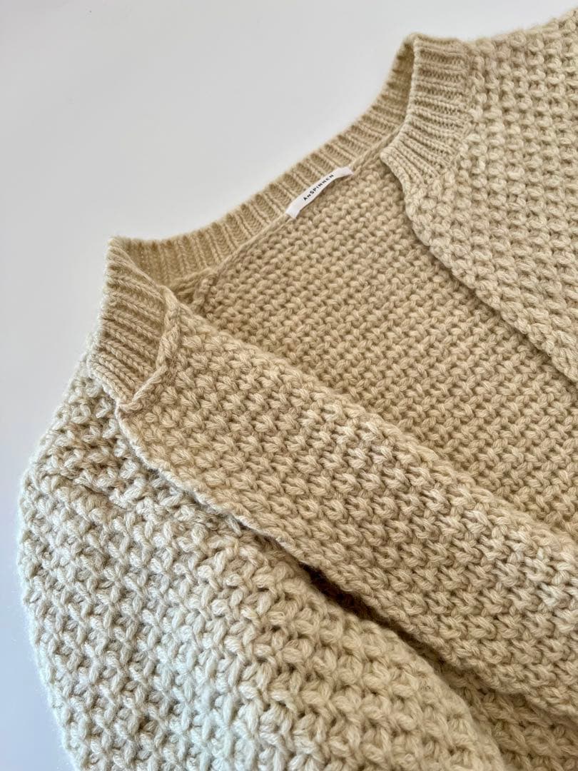 トップス ANSPINNEN / Crew neck Waffle Cardigan