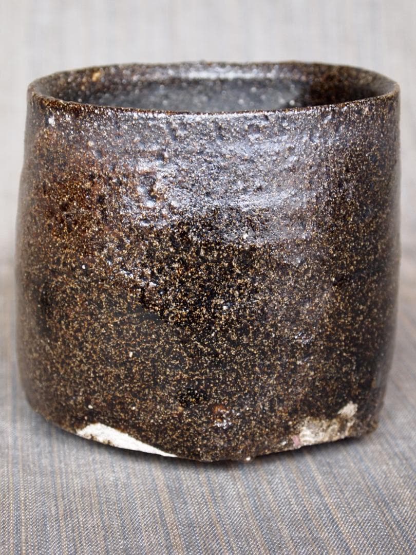 未使用★辻村塊【師＆父：辻村史朗】★引出し黒茶碗★☆共箱・共布