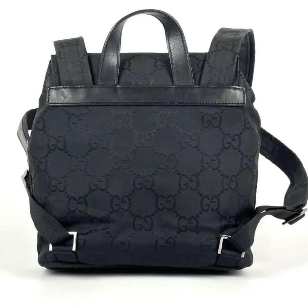 希少 極美品◆ GUCCI ◆リュック 巾着型 GGキャンバス ナイロン レザー