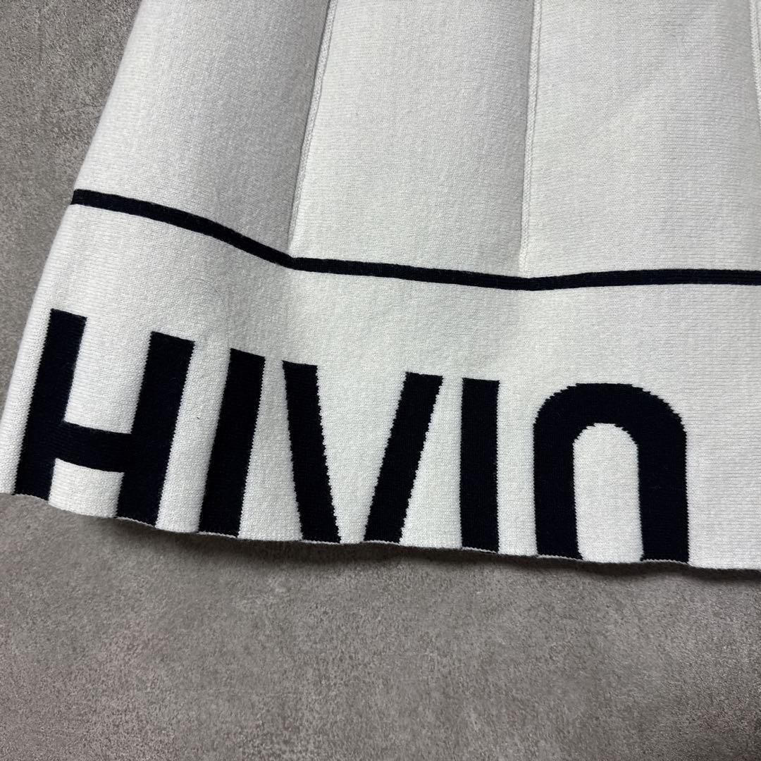 ARCHIVIO アルチビオ 裾ロゴ プリーツ風 ニットスカート ホワイト 36