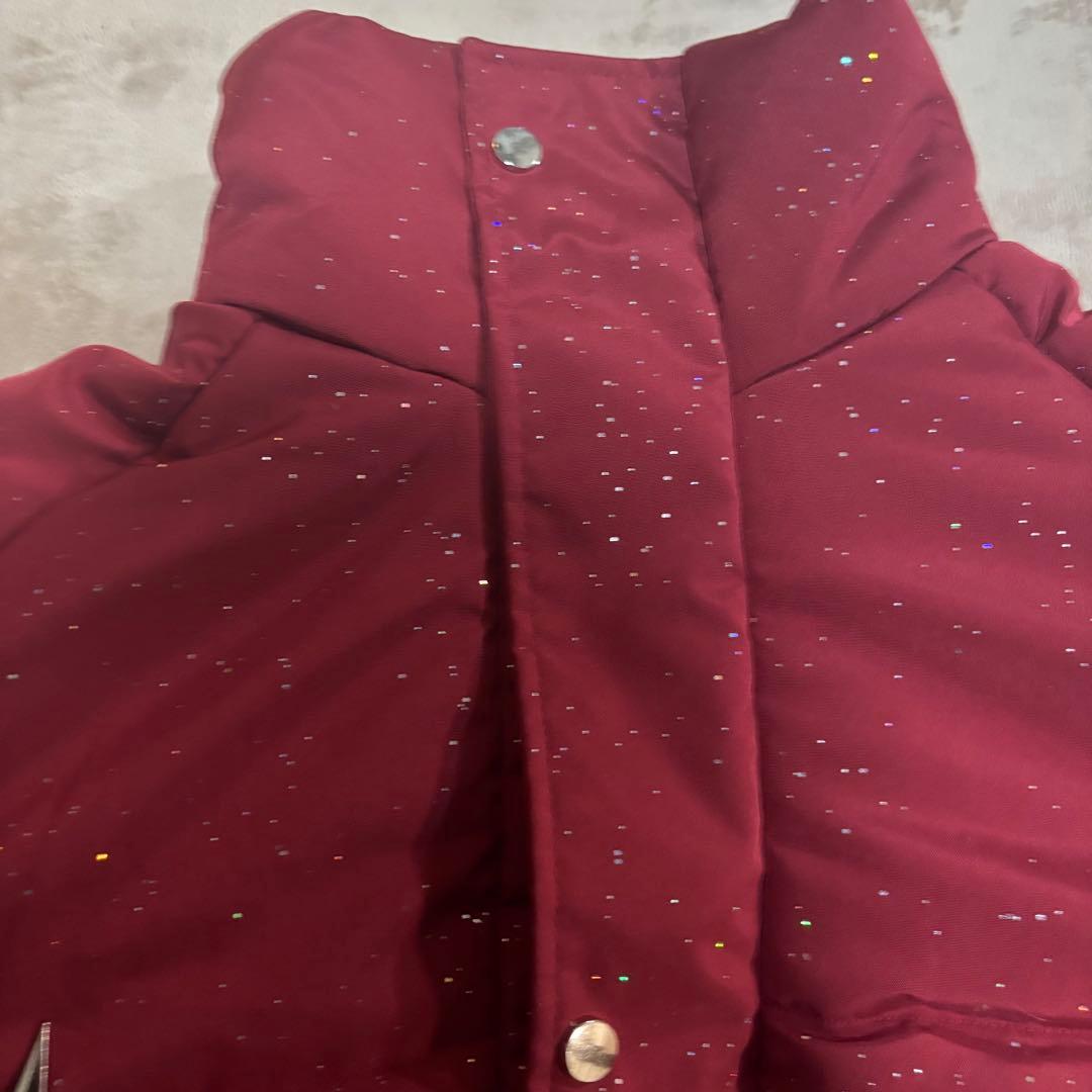 ラメ入り ダウンジャケット 赤 Lサイズ ゴシックロゴ Y2K ストリート 中綿