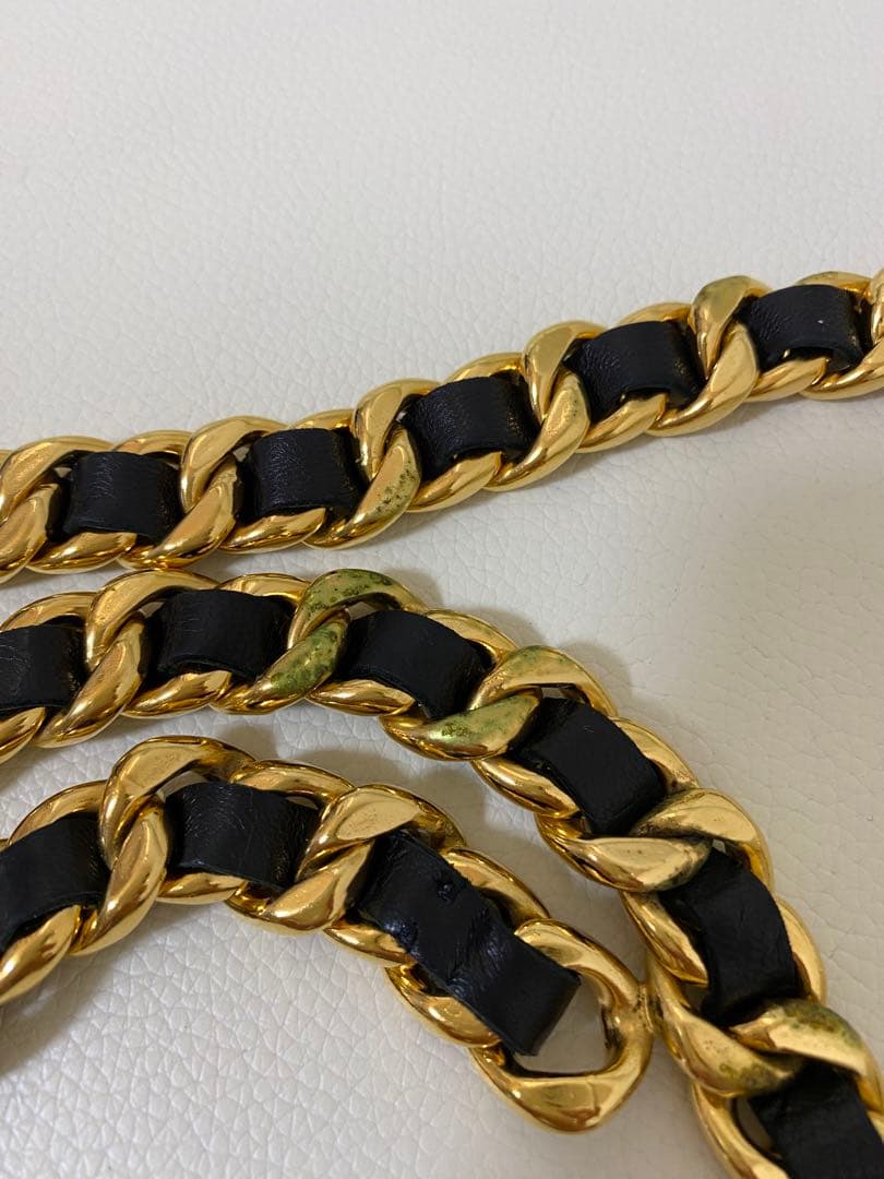 CHANEL シャネル チェーンベルト ココマーク メダル ゴールド×ブラック