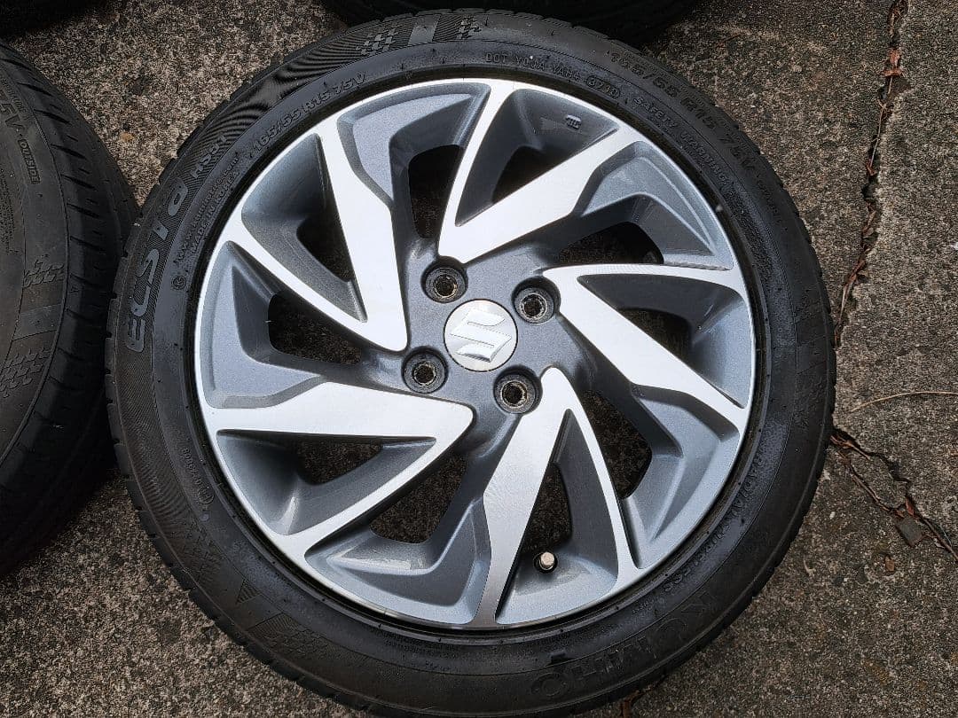 15×4.5J+45 4H100スズキ純正！+165/55R15×4送料￥900