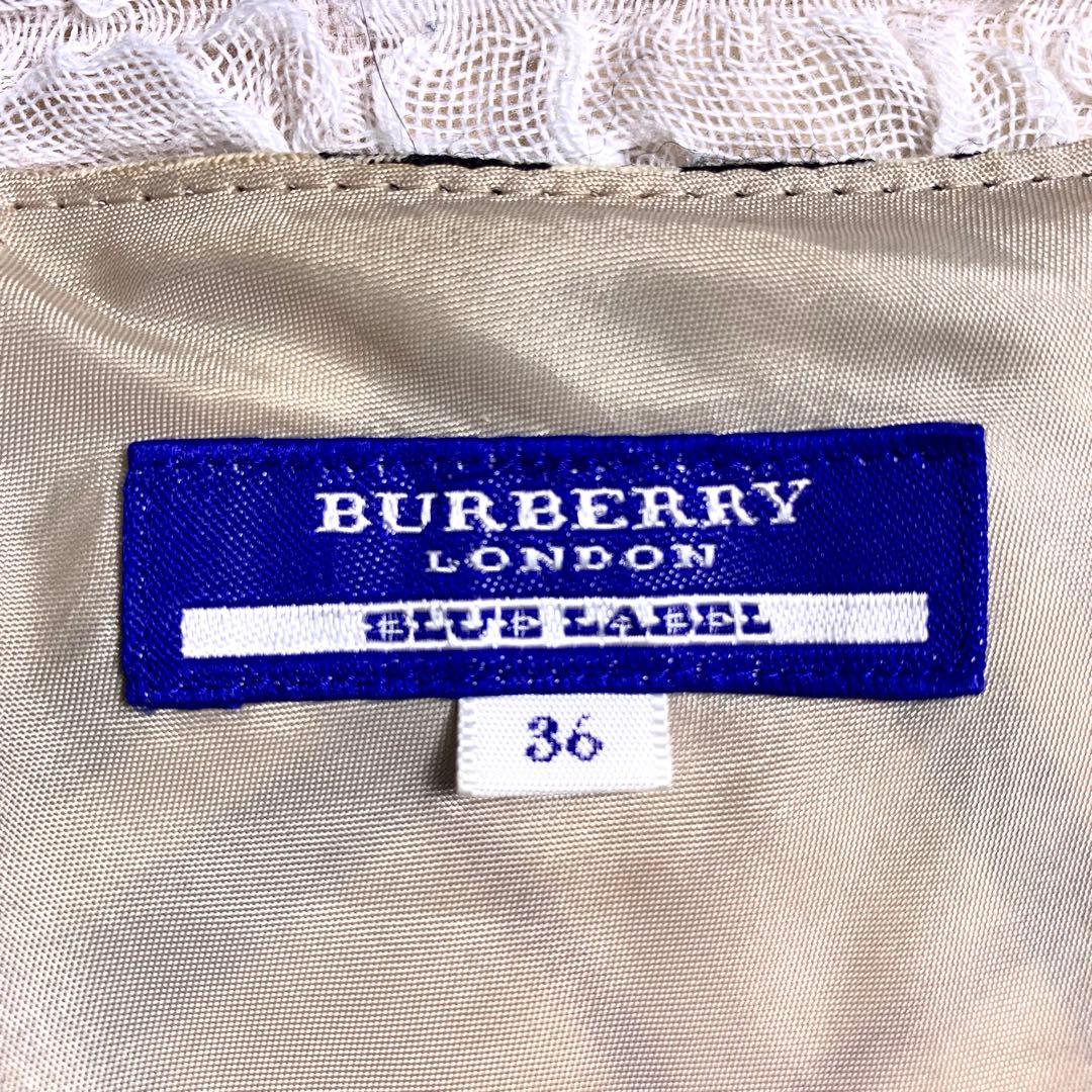 バーバリーブルーレーベル ワンピース ノバチェック プリーツ　ロゴ刺繍