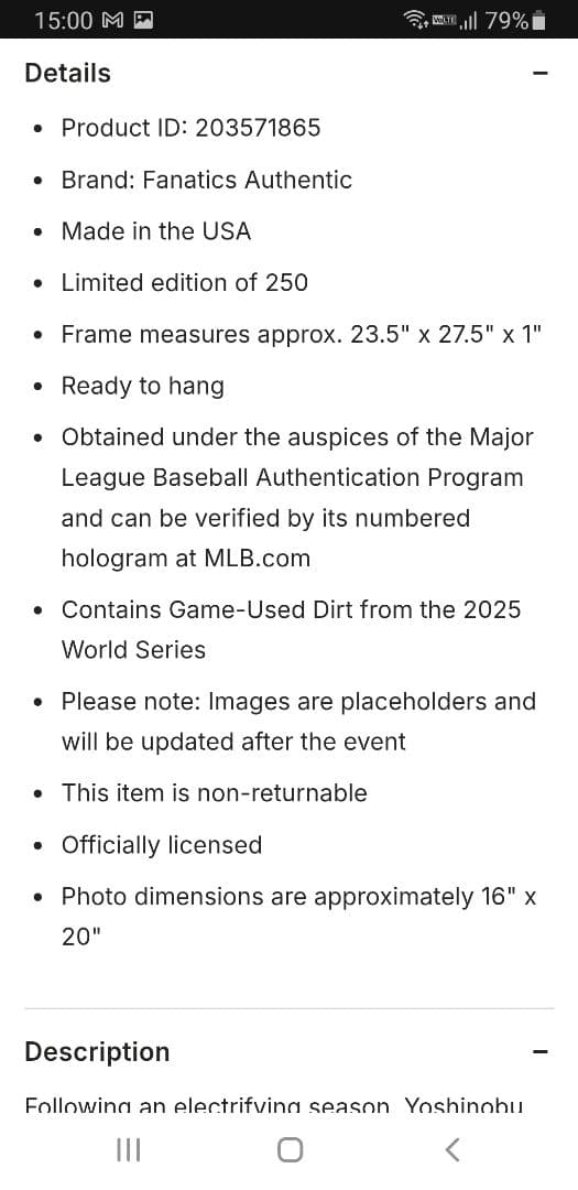 限定250個　山本由伸　2025年　ワールドシリーズ　MVP 写真