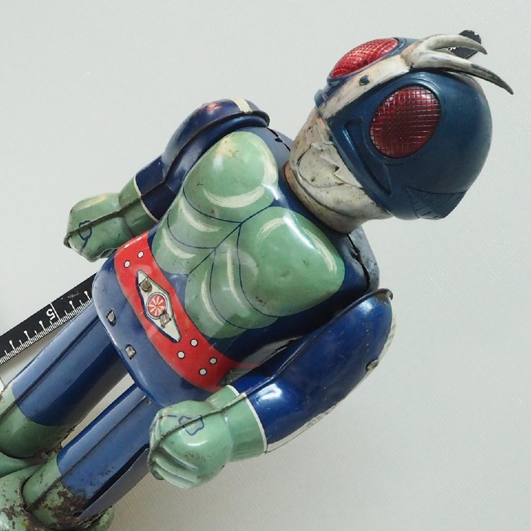 ブルマァク【仮面ライダー電動歩行 錆有 電池蓋リメイク動作不良】ブリキ製 TIN