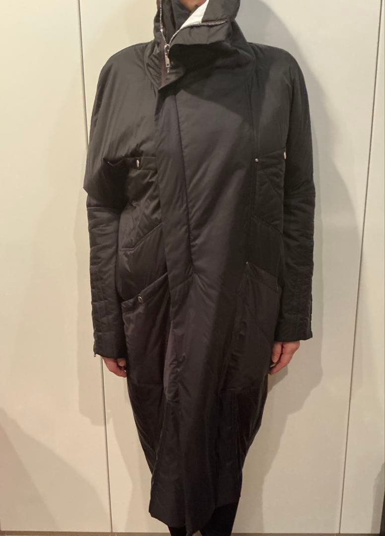 【お値下しました】リックオウエンス　ブラックナイロンコート　デザインコート