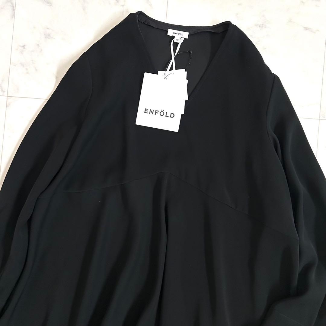 タグ付 エンフォルド ダブルサテンアシンメトリー ブラウス ブラック 38