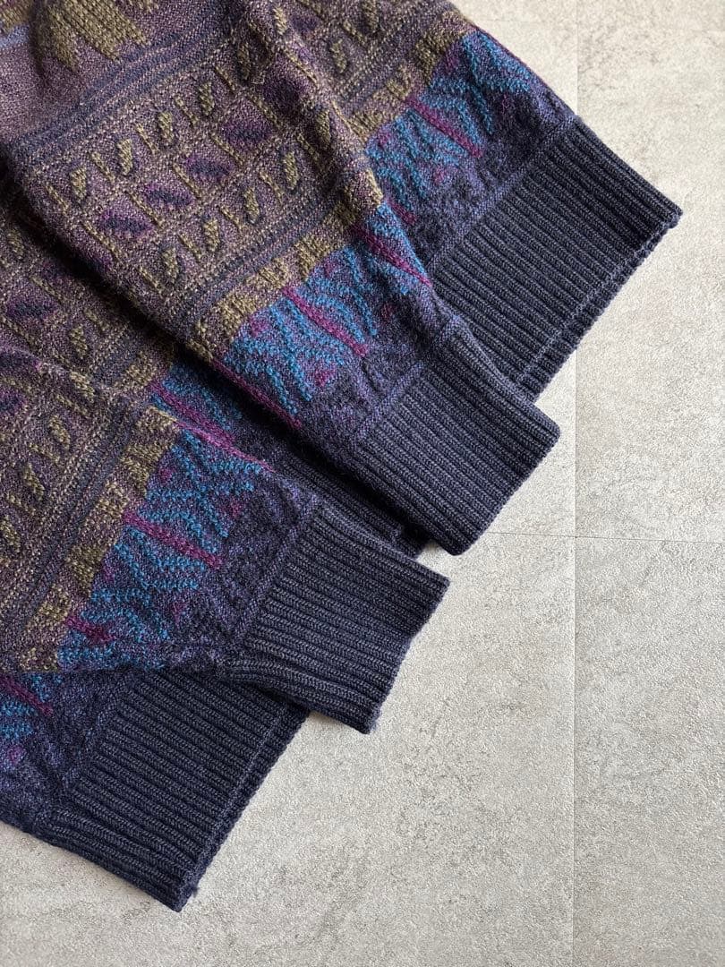 70s USA製 PENDLETON ウールニット ネイビー 総柄 美品