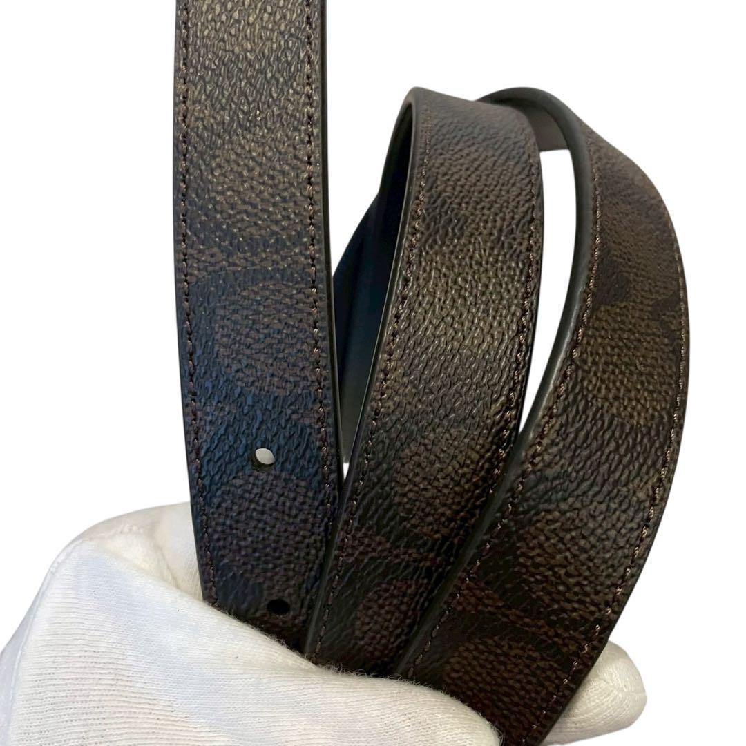 【新品】COACH コーチ リバーシブルベルト ハーネスバックル 茶×黒