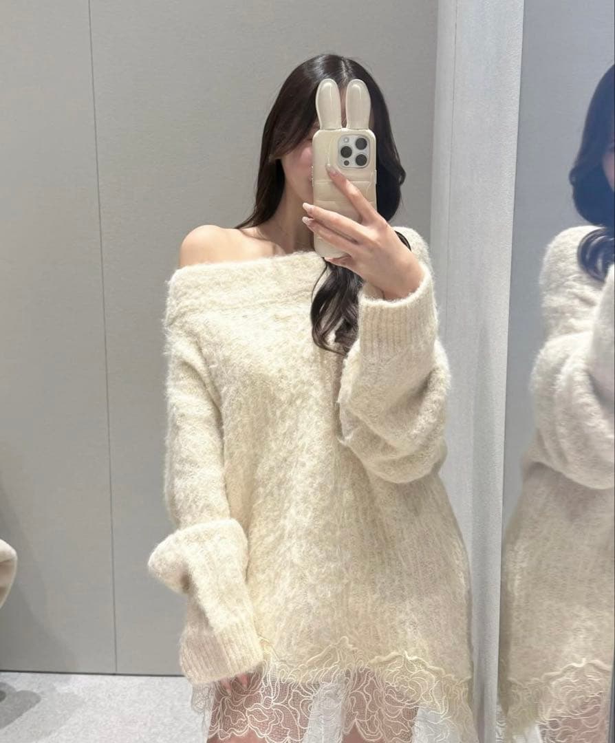 ZARA タグ付き　レースコンビニットセーター　S