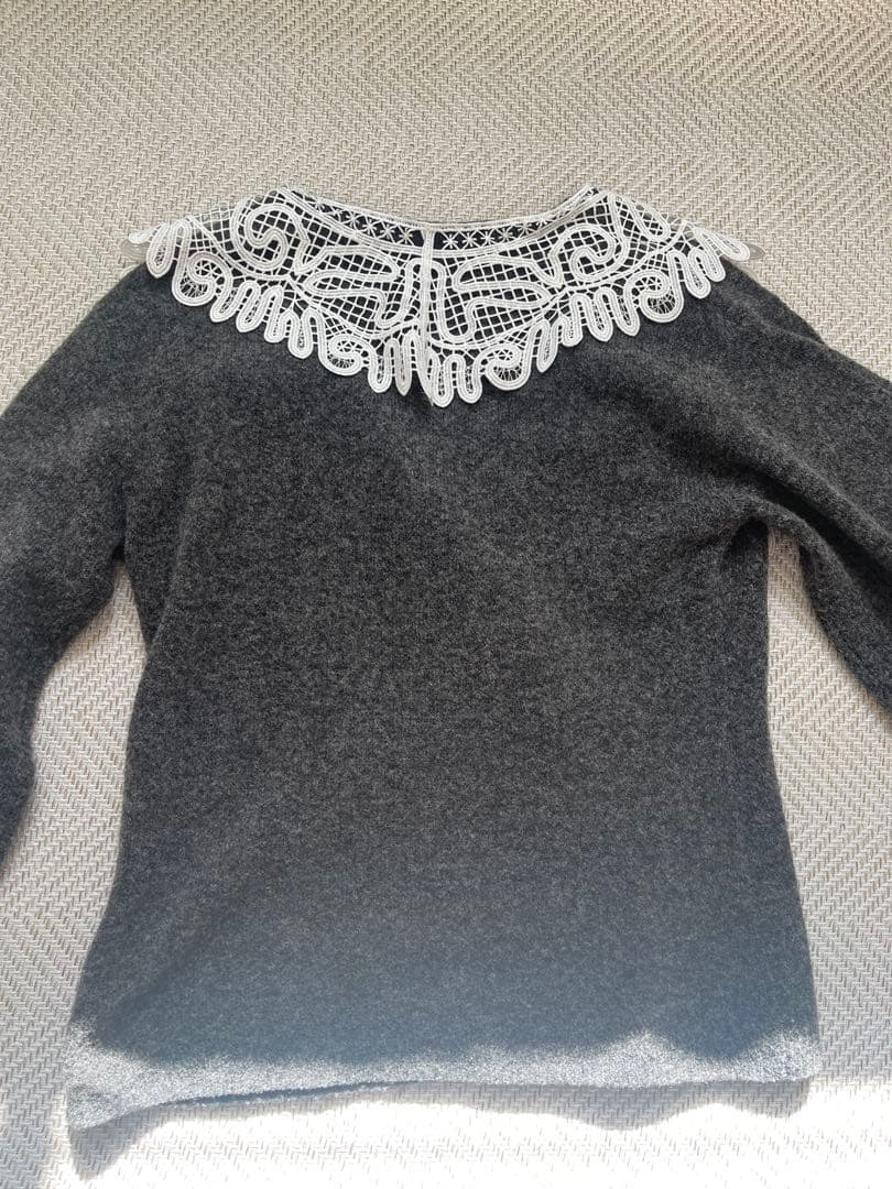 【即日配達】Acka lace collar knit cardigan