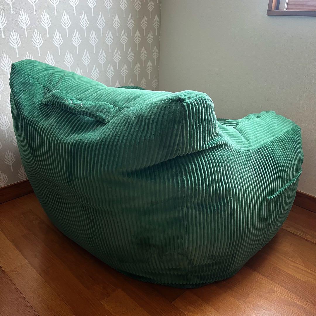 取付無料！LOOSY ルージー 1人掛けビーズソファ グリーン コーデュロイ
