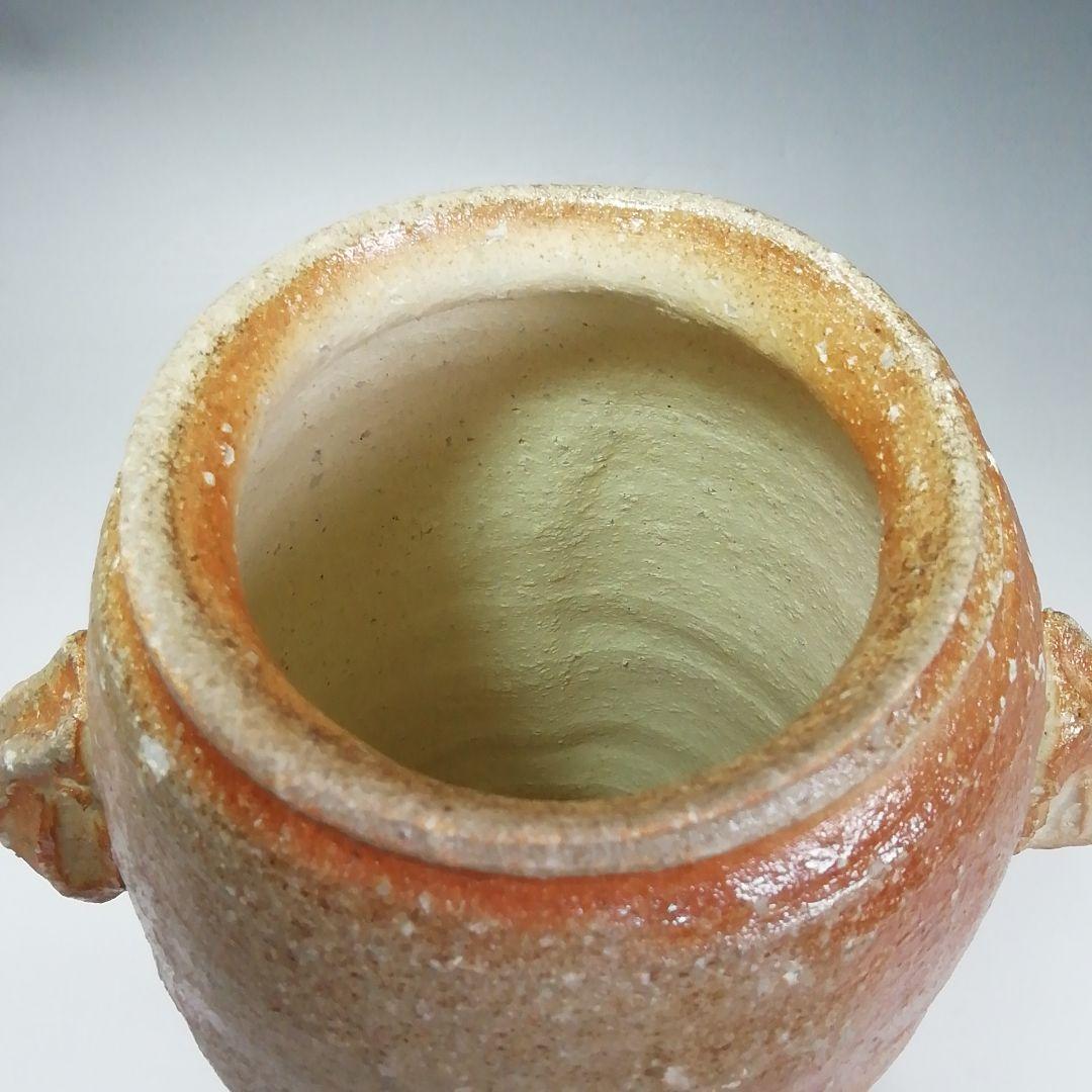 Ｓ３００　花入『信楽耳付花入』『古来窯　上田光春』　共箱　花瓶　茶道具