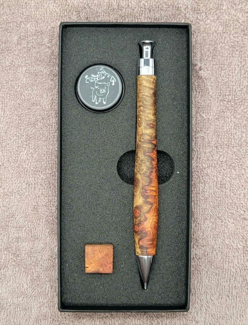美品 極上花梨瘤紅白　シャープペンシル0.5ミリ