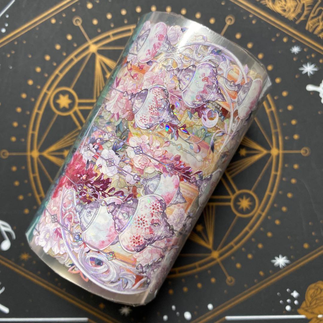 【9472】海外　マステ　5/巻　貝殻光マスキングテープ　赤8cmランプ　装飾系