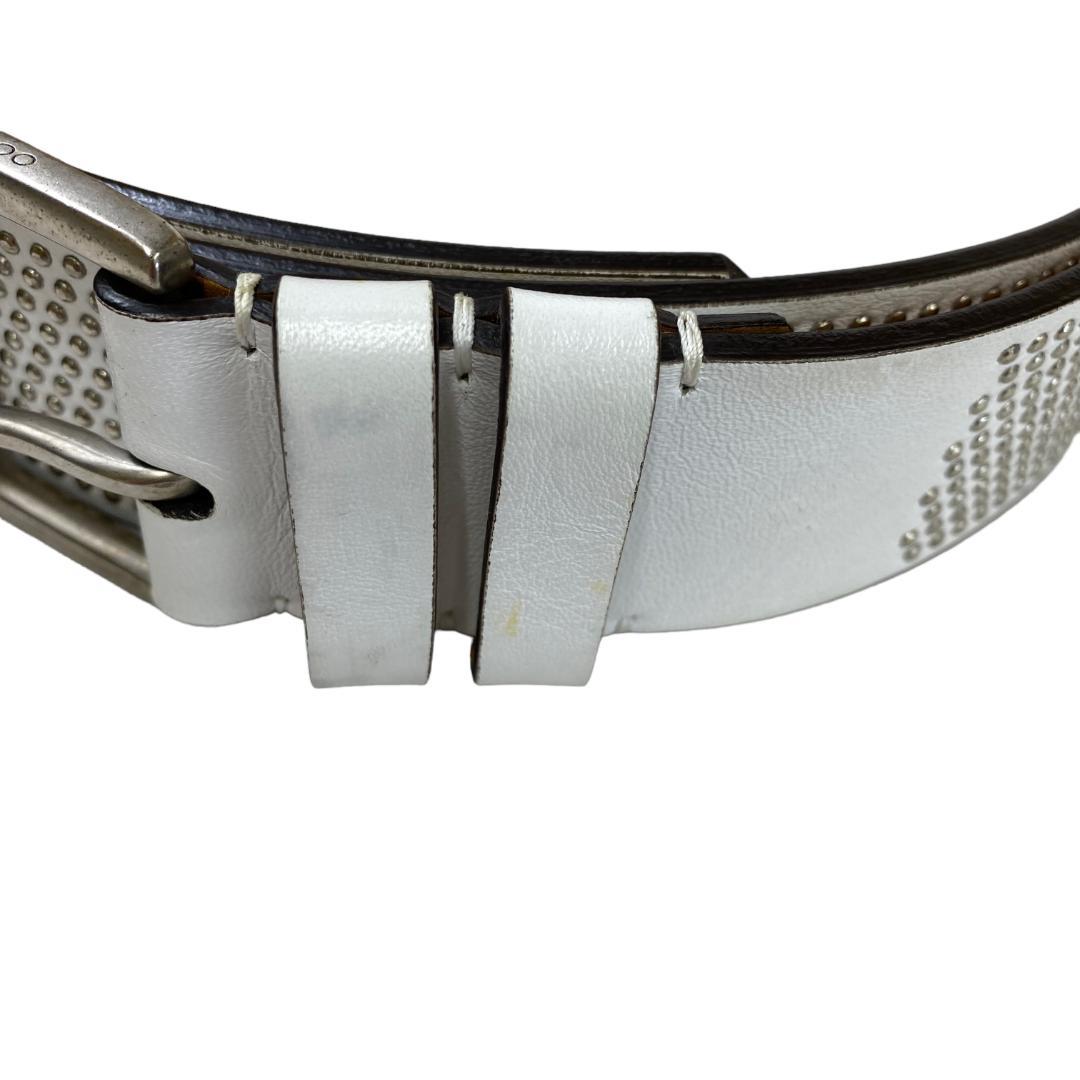 JIMMY CHOO ジミーチュウ ベルト スタッズ シルバー レザー ホワイト