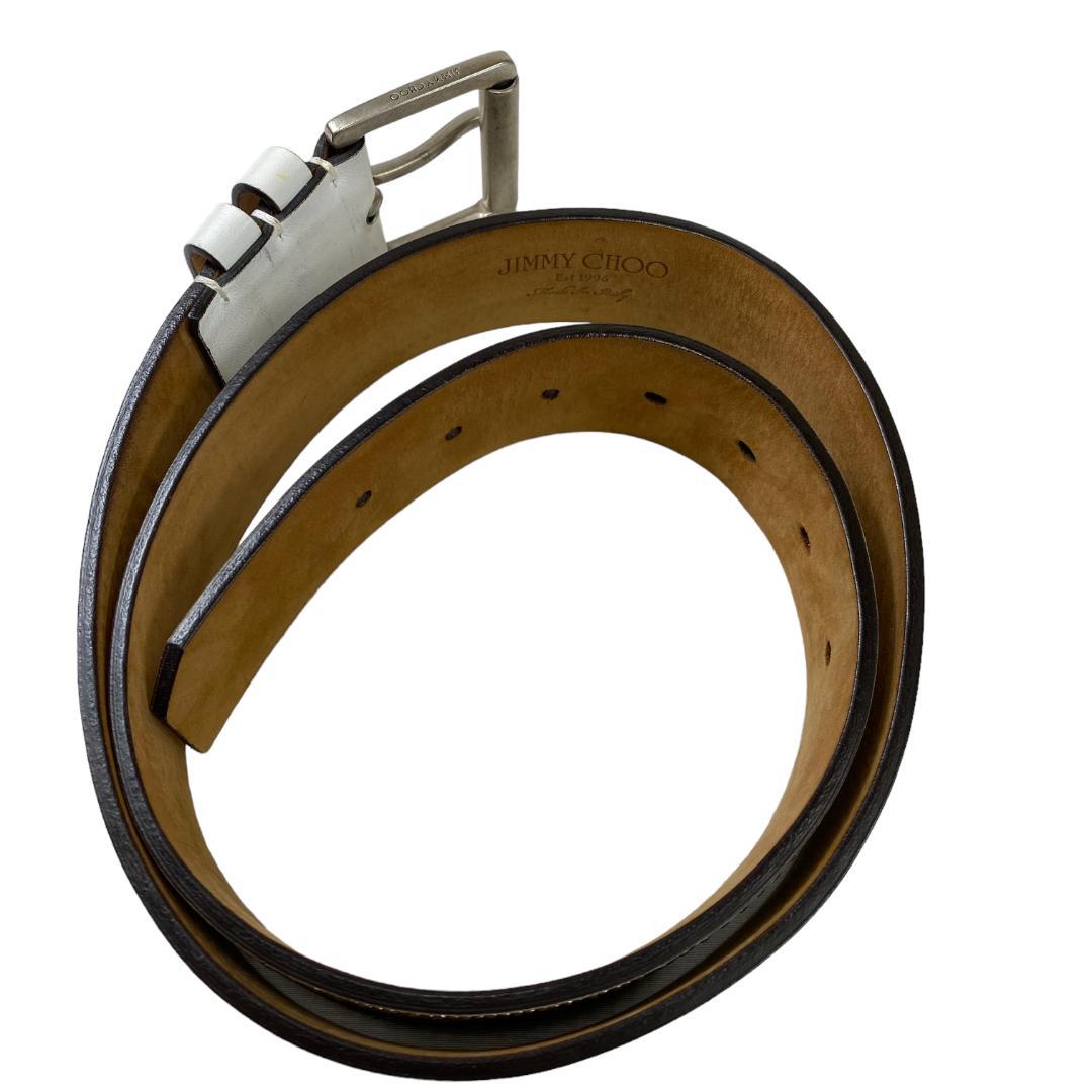 JIMMY CHOO ジミーチュウ ベルト スタッズ シルバー レザー ホワイト