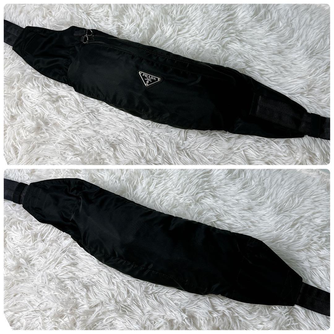 希少✨プラダ ウエストポーチ ボディバッグ 三角ロゴ ナイロン 白タグ 黒