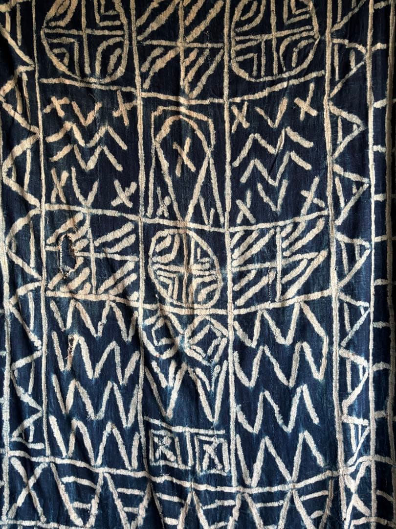 754 アフリカヴィンテージ カメルーン バミレケ族 藍染 ンドップ 古布 希少