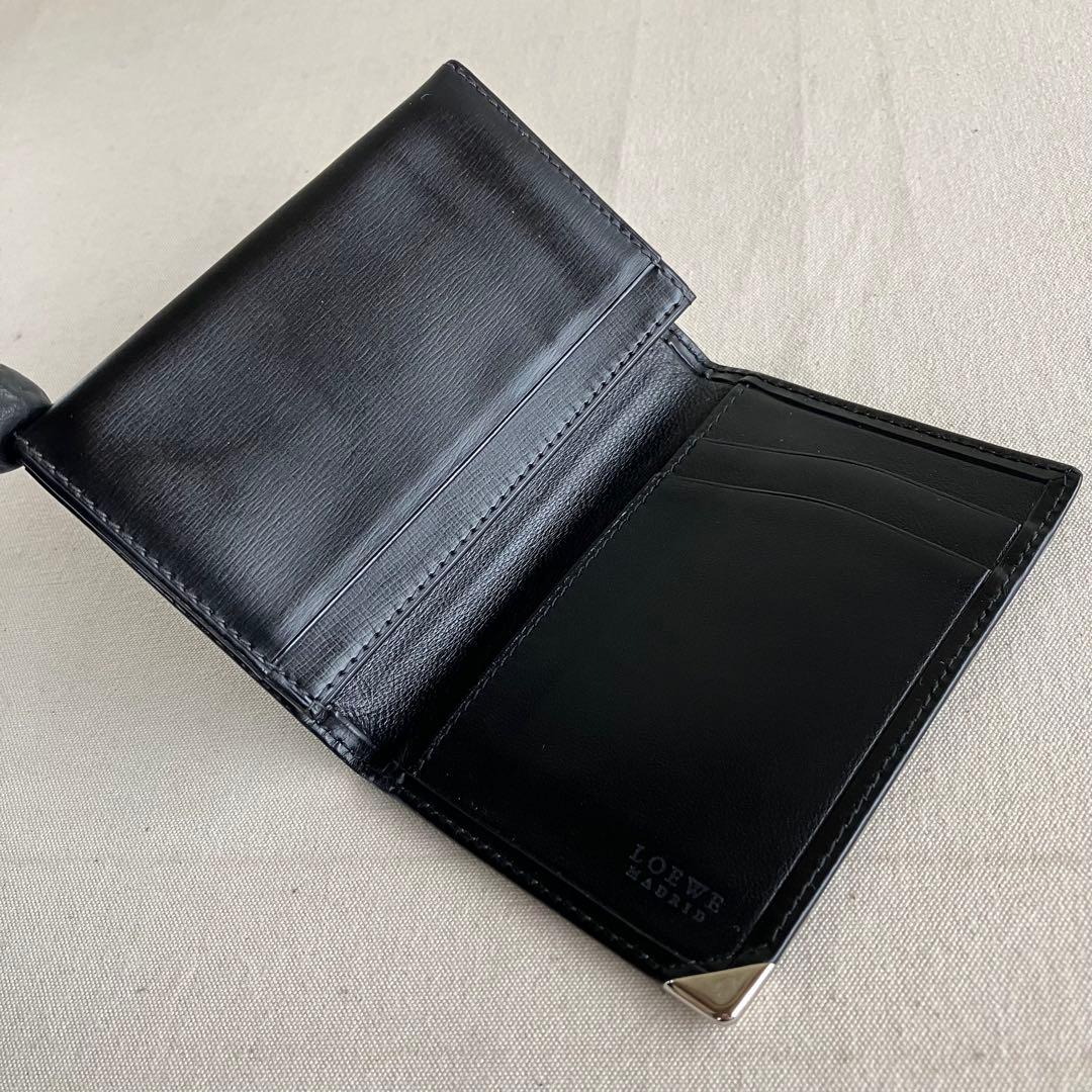 LOEWE 名刺入れ カードケース 黒 本革 アナグラム ロエベ