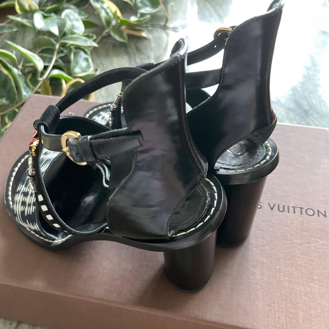 LOUIS VUITTON ヒール サンダル 39 LV ビジュー 保存袋 箱