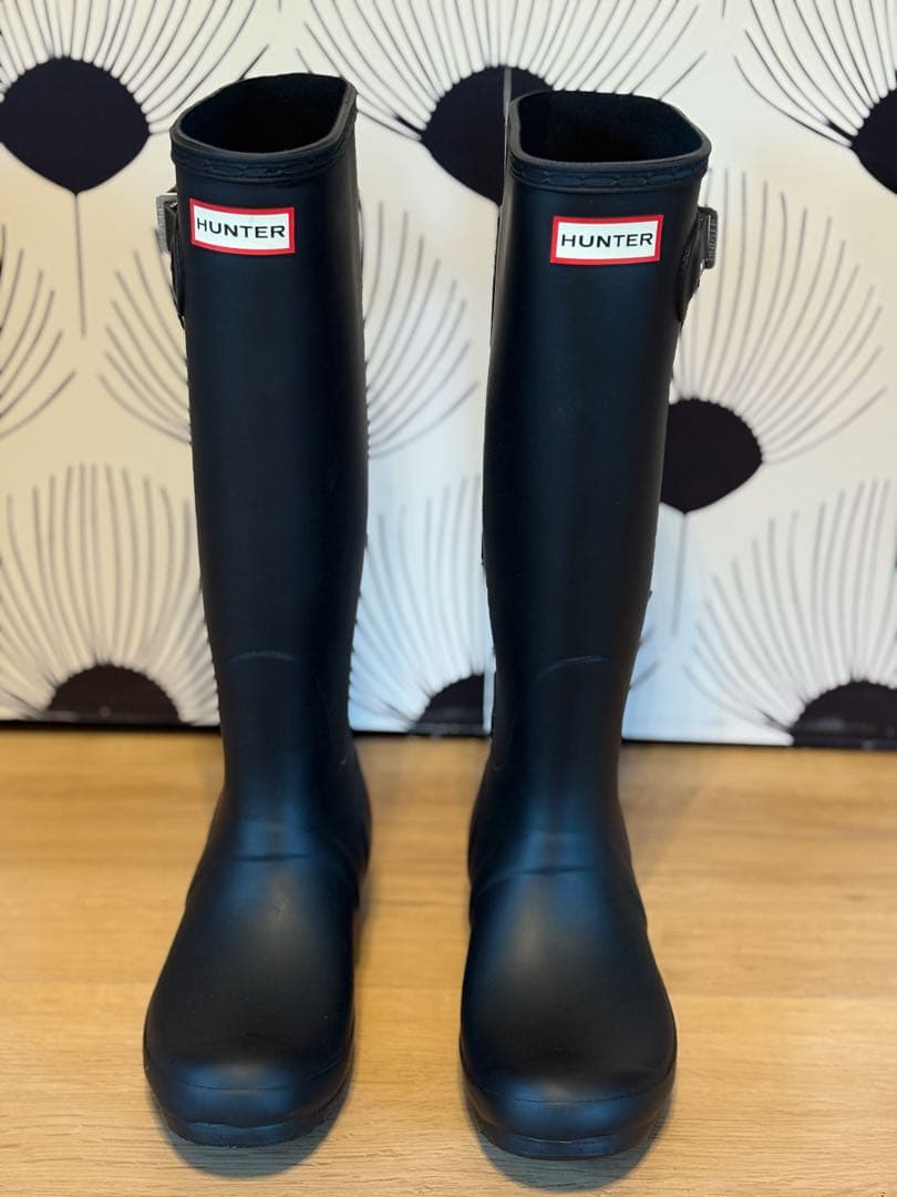 【新品未使用】 HUNTER ハンター　レインブーツ　ロングブーツ　ブラック