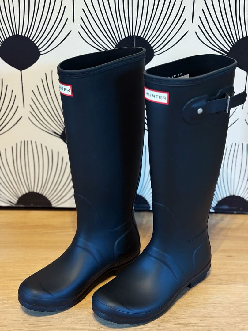 【新品未使用】 HUNTER ハンター　レインブーツ　ロングブーツ　ブラック