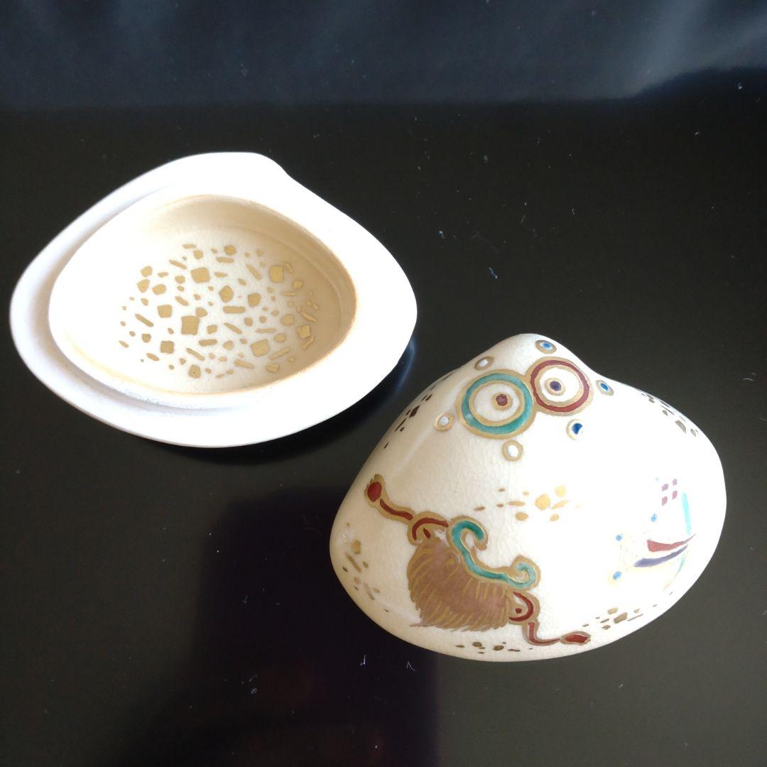 香合　京焼　仁清写　蛤　宝尽絵　久世久宝　共箱　新品・未使用品