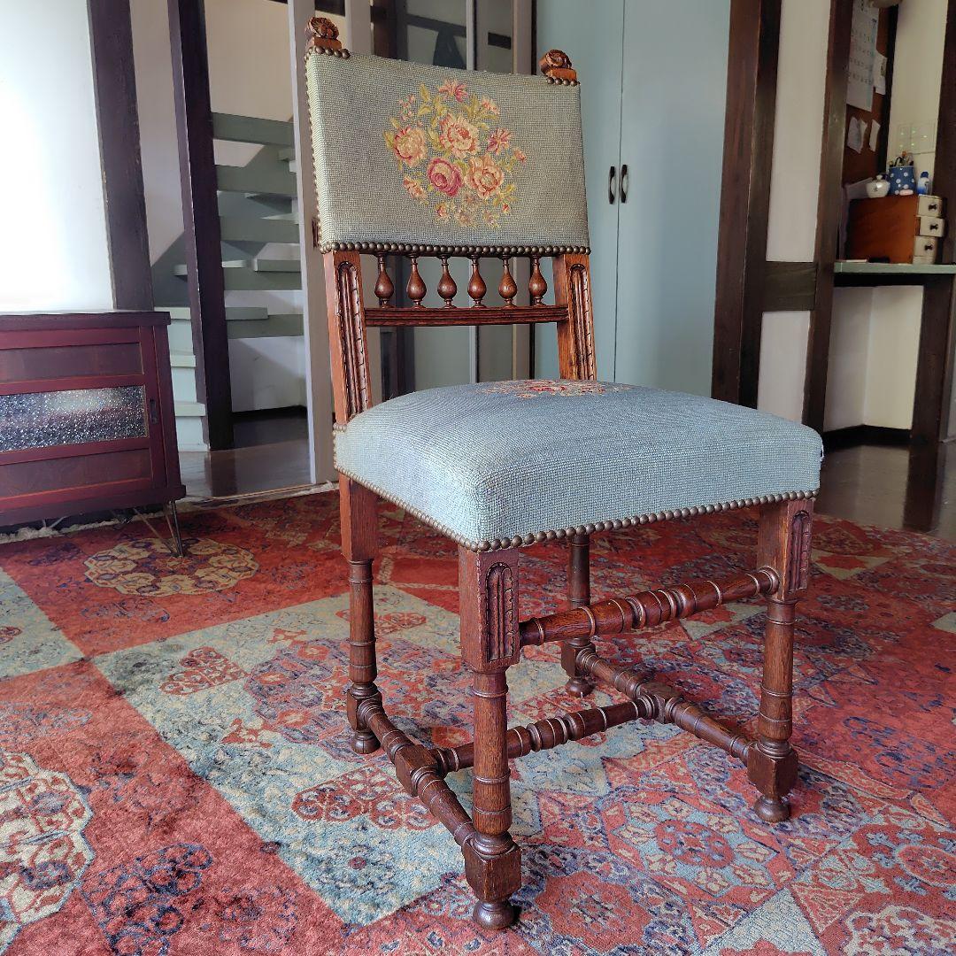 ベルギー　アンティーク　ナポレオン　チェア　プチポワンの椅子