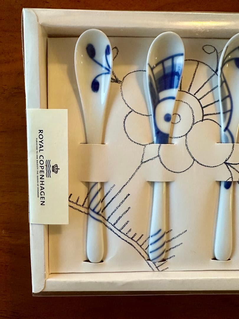 未使用品　ロイヤルコペンハーゲン ブルーフルーテッド メガ スプーン 4点 箱付