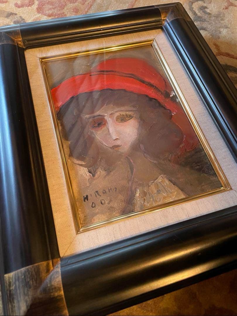 油彩画 赤い帽子 絵画　織田廣喜　少女　織田ひろき　美術品　アート　おだひろき