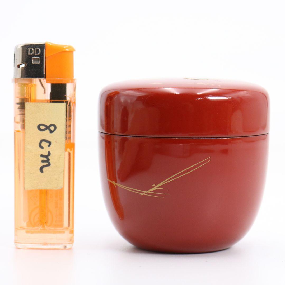 雲斎作 松蒔絵 棗 朱塗 茶道具 共箱　V879　N6