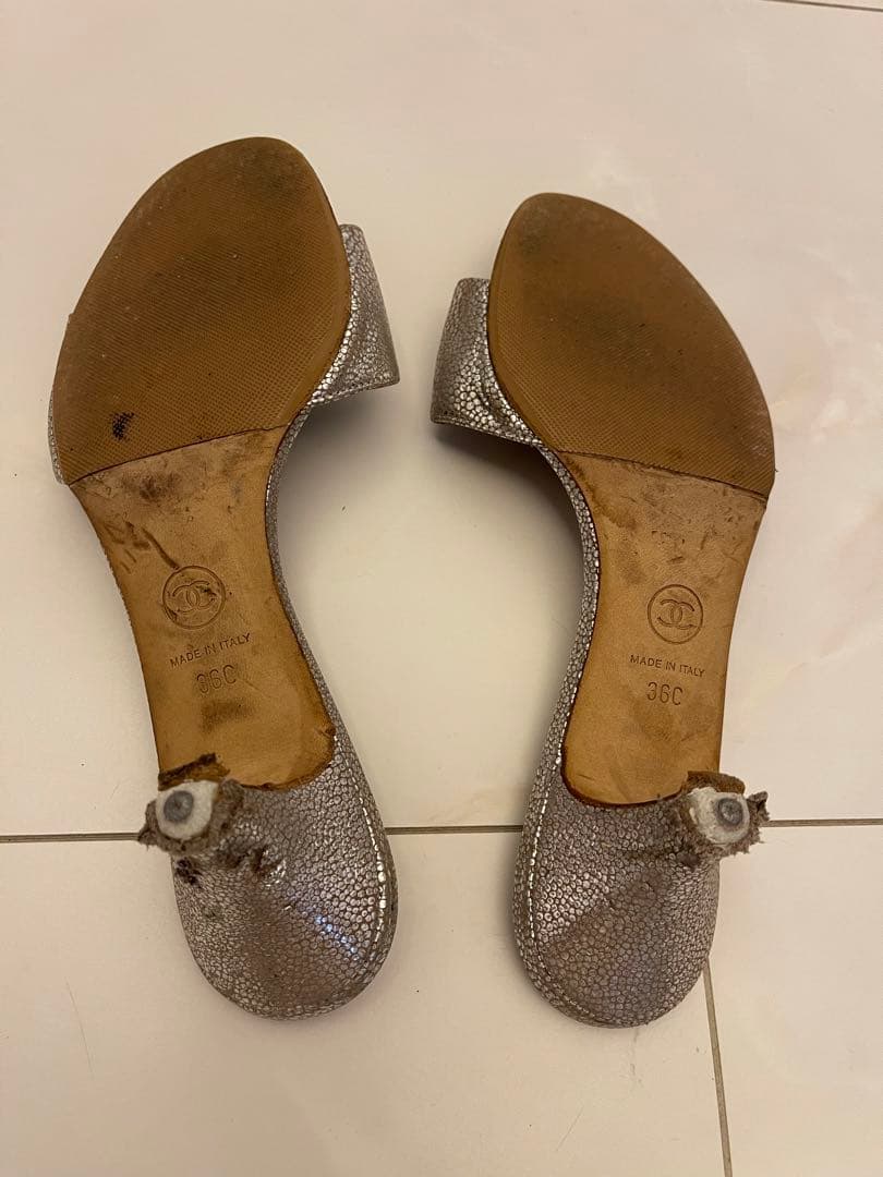 CHANEL シャネル ココマーク ミュール サンダル シルバー