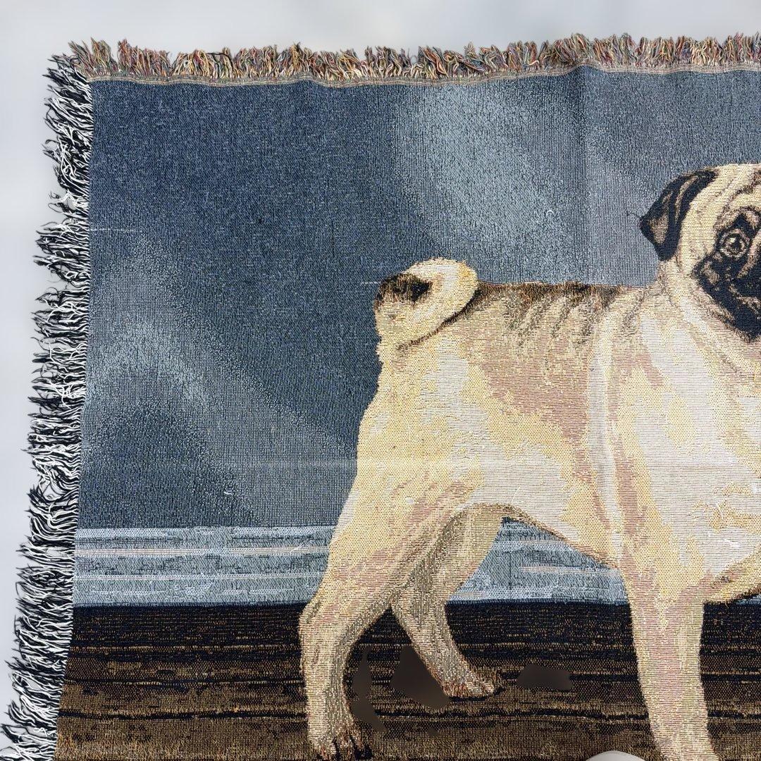 犬　パグ　マルチカバー　ソファカバー　ヴィンテージラグ　117x150