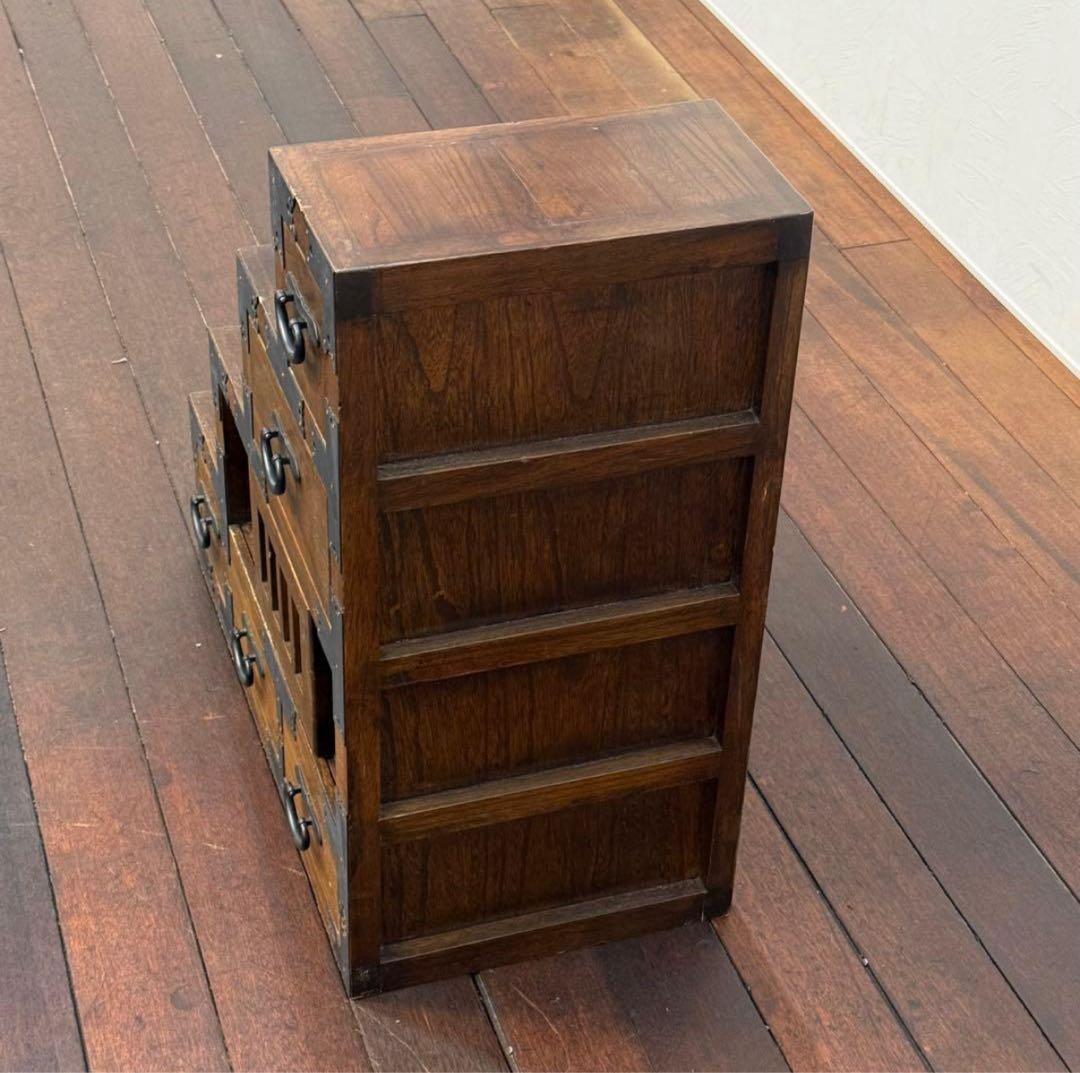 H19K25b アンティーク調 階段箪笥 4段